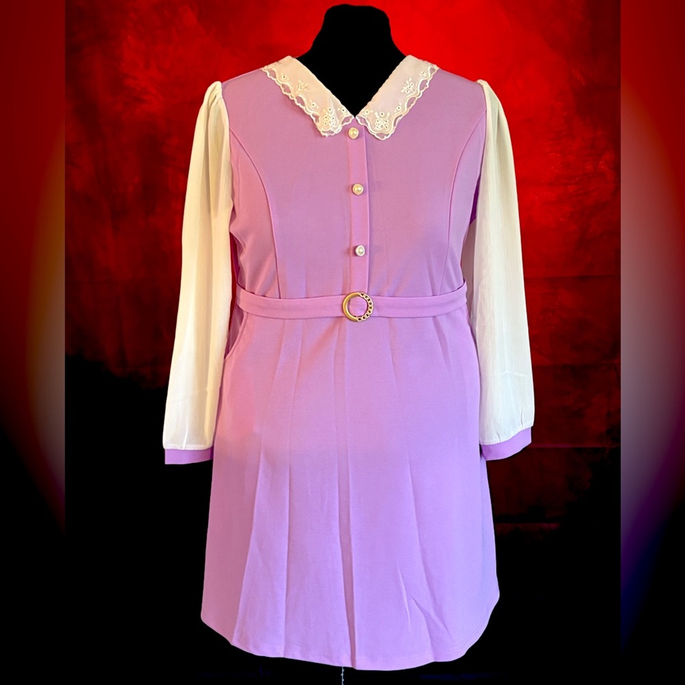 Allegra K 60s Inspired Purple Shift Dress Plus Size Vintage Pull On Sun dress
